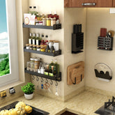 Punch-free Black Wall-mounted Kitchen Rack